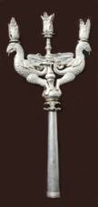 Arakapas, , church of Panagia Iamatiki, silver three-candle stick.